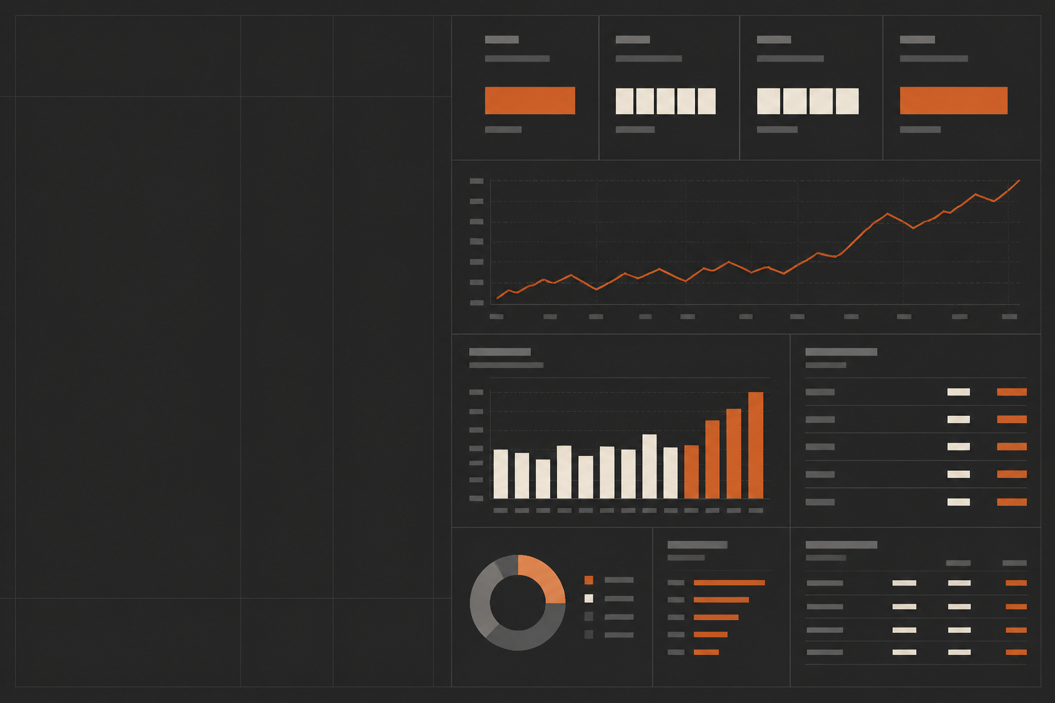 A paid-ads performance dashboard the client sees, showing live spend, ROAS and conversion metrics